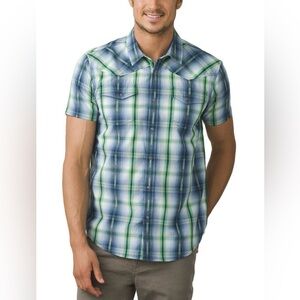 Prana Checkered Casual Short Sleeve Button Down Gorpcore Shirt. Size Large.